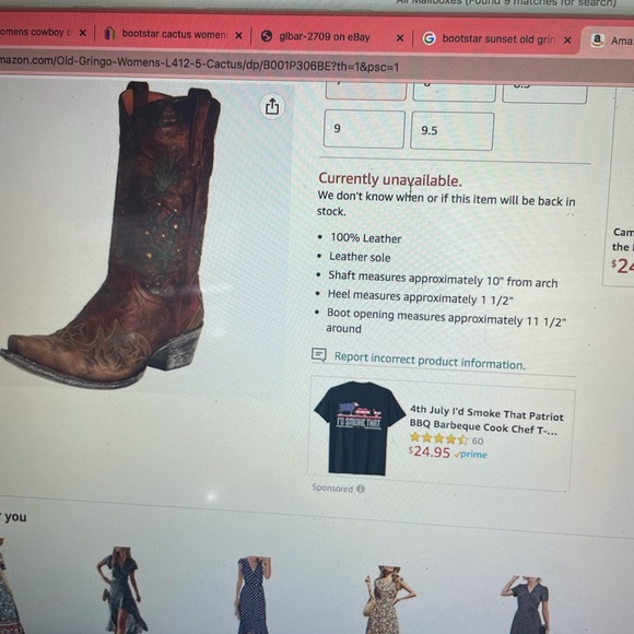 OLD GRINGO-BOOTSTAR Women’s boots 8 B Cactus Flower-Snip Toe Handmade in Mexico - Picture 13 of 13